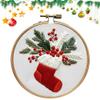 Christmas Embroidery Set for Adult Beginners with Hoop, Threads and Tools - Stocking view 1