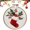 Christmas Embroidery Set for Adult Beginners with Hoop, Threads and Tools - Stocking view 2