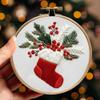 Christmas Embroidery Set for Adult Beginners with Hoop, Threads and Tools - Stocking view 3