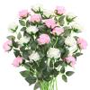 JUSTOYOU 20-Piece Artificial Two-Tone Silk Rose Bouquet with Stems, White and Pink view 1