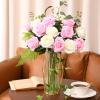 JUSTOYOU 20-Piece Artificial Two-Tone Silk Rose Bouquet with Stems, White and Pink view 3
