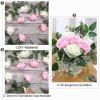 JUSTOYOU 20-Piece Artificial Two-Tone Silk Rose Bouquet with Stems, White and Pink view 4