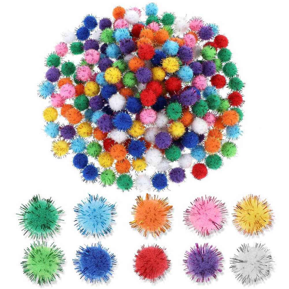 Tyqour 200-Pack Assorted Mini Pom Poms, 15 mm Felt Balls for Crafts and DIY Decorations