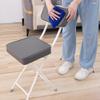 Kitchen Stool, Foldable Bar Stool with Backrest, Padded Leather Counter-Height Stool, Gray, Without Backrest view 2