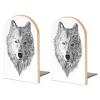 1 Pair of Gray Wolf Bookends for Shelves, Office and School view 1