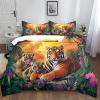 Tiger Jungle Nature Bedding Set 180 x 200 cm, Green, Soft Microfiber, Zipper, Allergy-Friendly view 1