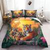 Tiger Jungle Nature Bedding Set 180 x 200 cm, Green, Soft Microfiber, Zipper, Allergy-Friendly view 2