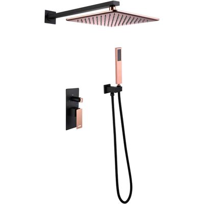 JDSHFEN Concealed Rain Shower System, Wall-Mounted Bathroom Shower Faucet Combo Set with Square 10-Inch Shower Head