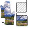 Grand Teton National Park Oven Mitts and Pot Holders, Set of 4, Heat Resistant to 500 Degrees, Extra Thick, Non-Slip view 1
