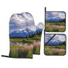 Grand Teton National Park Oven Mitts and Pot Holders, Set of 4, Heat Resistant to 500 Degrees, Extra Thick, Non-Slip view 2