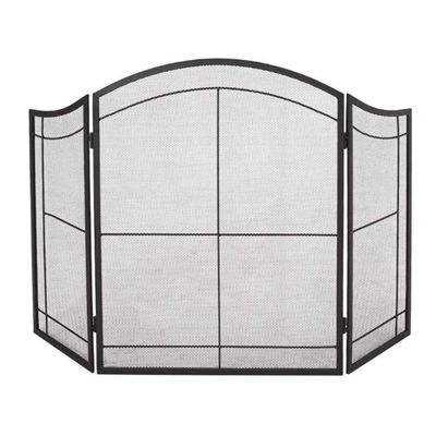MYVVKIA Extra-Wide 3-Panel Fireplace Screen, Fireproof Safety Guard for Stoves, Fireplaces and Brick Ovens, Black, Folding Mesh Cover
