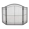 MYVVKIA Extra-Wide 3-Panel Fireplace Screen, Fireproof Safety Guard for Stoves, Fireplaces and Brick Ovens, Black, Folding Mesh Cover view 1
