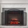 MYVVKIA Extra-Wide 3-Panel Fireplace Screen, Fireproof Safety Guard for Stoves, Fireplaces and Brick Ovens, Black, Folding Mesh Cover view 2