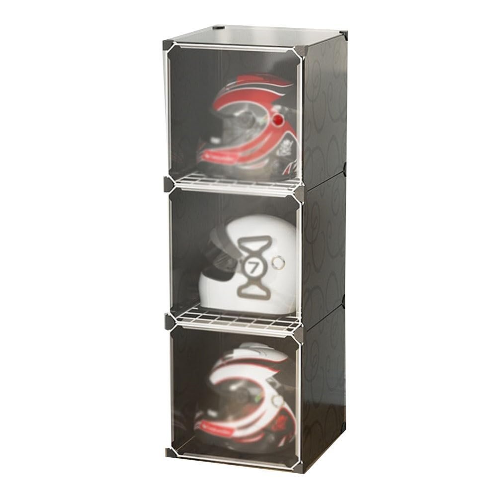 Acrylic Display Case for Motorcycle Helmets, Black, 36.5 x 36.5 x 108 cm