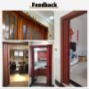 Folding Accordion Door for Closets and Openings, Frosted Acrylic with Metal Handle, 42 x 80/30 x 80/32 x 80/48 x 80 (75 x 80 in/190.5 x 203.2 cm) view 2