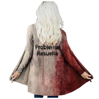 Women's Halloween "I'm FIINE IS NOT MY BLOOD" Bloody-Wound Print Crew-Neck Long-Sleeve Hoodie
