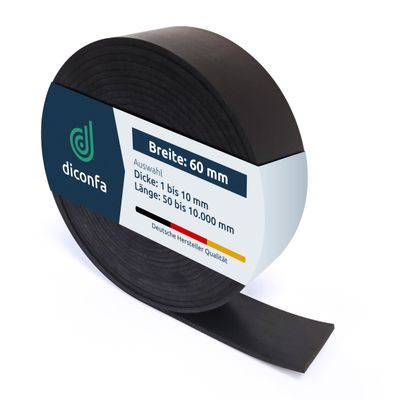 diconfa SBR Rubber Strip, 60 mm Wide, 7,000 mm Long, 1 mm Thick