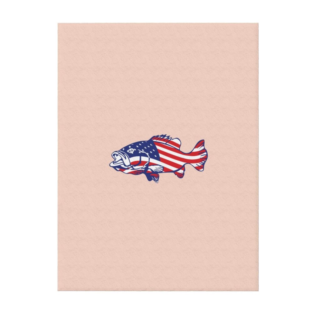 American Flag Patriotic Fishing Printed Plush Blanket