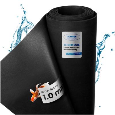 TeichVision Premium EPDM Pond Liner, 1 mm Thick, 9.15 m x 10 m, Black, Highly Durable, Waterproof, Also for Raised Beds