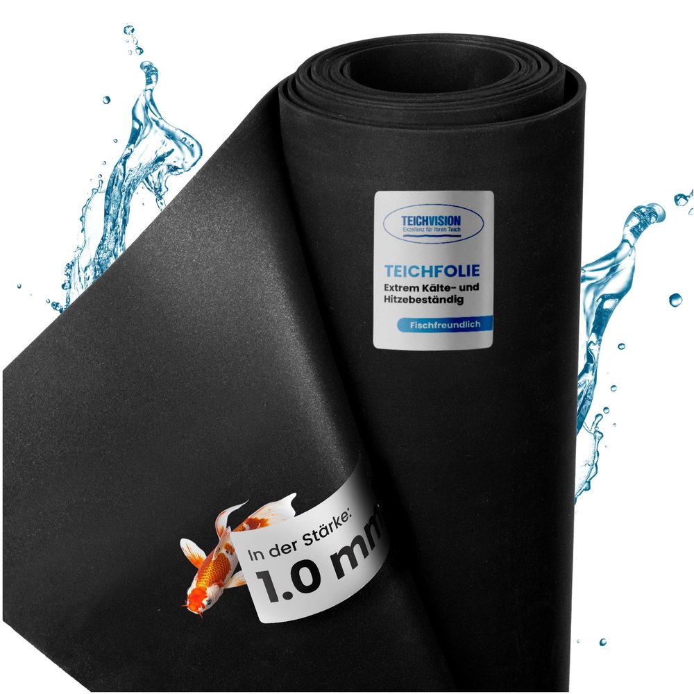 TeichVision Premium EPDM Pond Liner, 1 mm Thick, 9.15 m x 10 m, Black, Highly Durable, Waterproof, Also for Raised Beds
