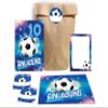 6 Football Invitations for a Boy's 10th Birthday with Envelopes, Party Bags, Stickers and Mini Notepads view 1