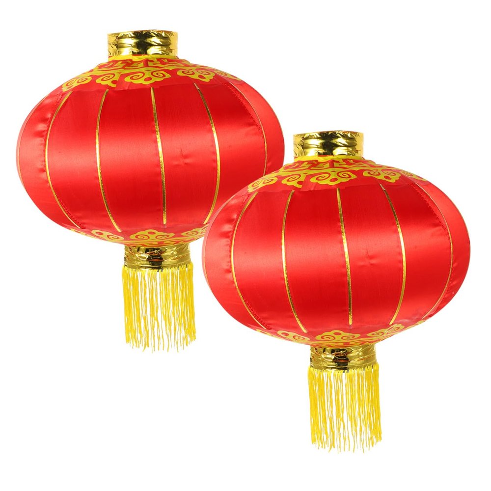 MOBUTOFU 2-Piece Red Chinese Lanterns, Weather-Resistant Hanging Lanterns