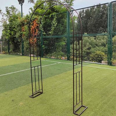 DPQYJPP Garden Arbor, Curved Metal Sturdy Iron Trellis, 120x240cm–300x240cm, for Outdoor Garden Gazebos, Climbing Plants and Wedding Ceremonies, Brown–120x240cm