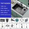 GLMGBP 304 Stainless Steel Kitchen Sink with Faucet, Single Bowl, Workstation, Black, 70 × 46 × 21 cm view 2