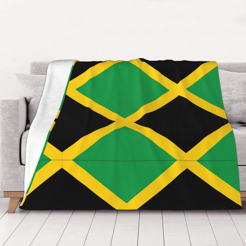 JIUTY Weighted Jamaican Flag Blanket, 30 x 40 in, Soft Flannel, Reversible, Extra Warm
