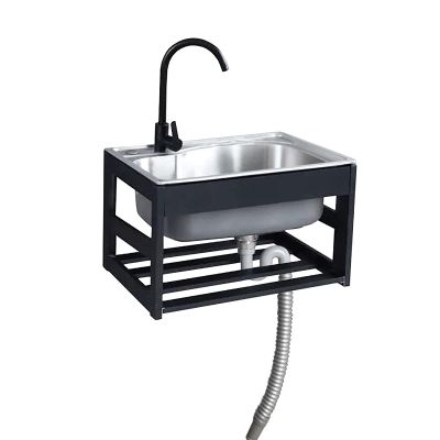 GLMGBP Stainless Steel Multipurpose Sink, Black Wall-Mounted Single-Bowl Sink with Faucet