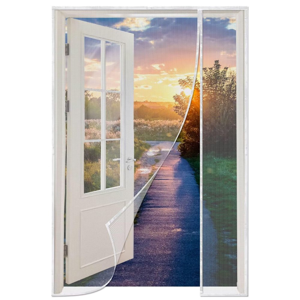 Magnetic Screen Door, No-Drill Insect Curtain, 180 x 205 cm, White