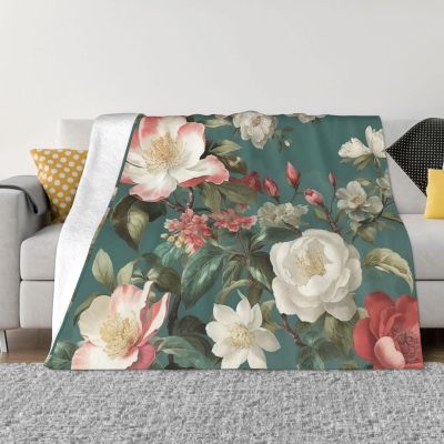 RLDOBOFE Reversible Flannel Fleece Throw Blanket, 127 x 101.6 cm, Colorful Floral Pattern