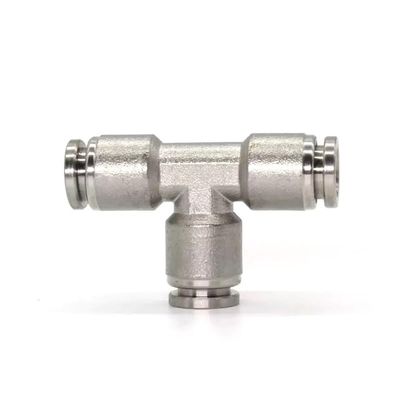 DSZUJTYROP SS304 3-Way Pneumatic Gas Tube Quick-Connect T-Fitting, 12 × 12 mm