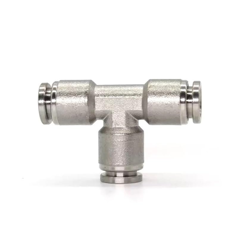 DSZUJTYROP SS304 3-Way Pneumatic Gas Tube Quick-Connect T-Fitting, 12 × 12 mm