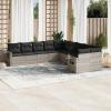 qohoio 10-Piece Light Gray Poly Rattan Garden Sofa Set view 1