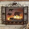 CWCQGH Rustic Metal Fireplace Screen, 3-Panel Mesh Spark Guard view 2