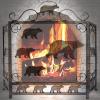 CWCQGH Rustic Metal Fireplace Screen, 3-Panel Mesh Spark Guard view 3