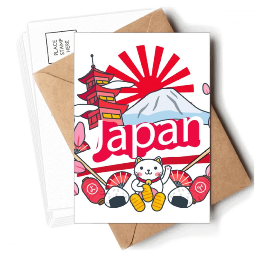 Hand-Decorated Postcards with Japanese Pattern and Envelopes