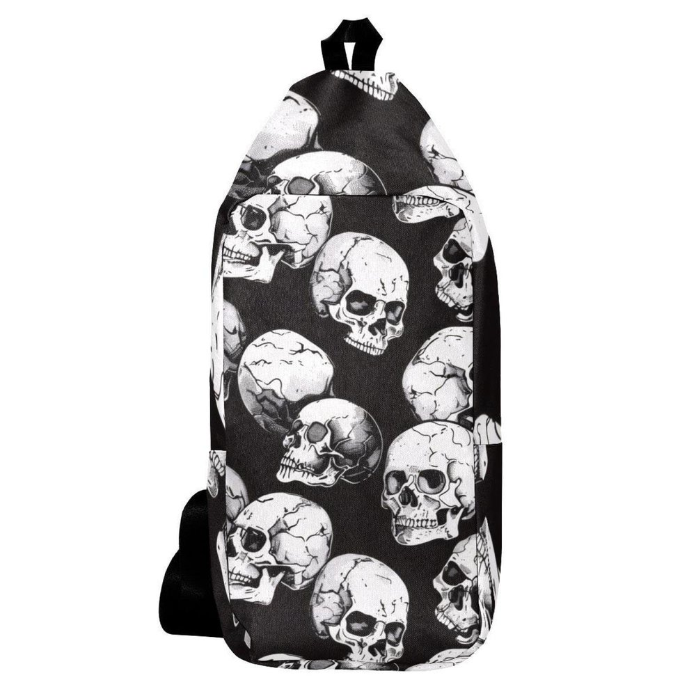 VAPOKF Skull Pattern Shoulder Backpack, Black, 16 x 36.5 x 8.4 cm