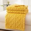 Chickwin Cozy Blanket, Solid-Color White, Plush Fleece Flannel Sofa Blanket, Warm Winter Throw, Soft Home Blanket for Sofa, Bed or Couch, 70 x 100 cm, Yellow view 1