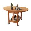 2-Tier Mobile Solid Wood Coffee Table with Wheels, Shelf and Drawer view 1