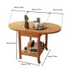 2-Tier Mobile Solid Wood Coffee Table with Wheels, Shelf and Drawer view 2