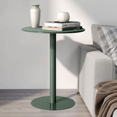 TWHZSAI Small Round Green Side Table, Waterproof Metal Bistro Table