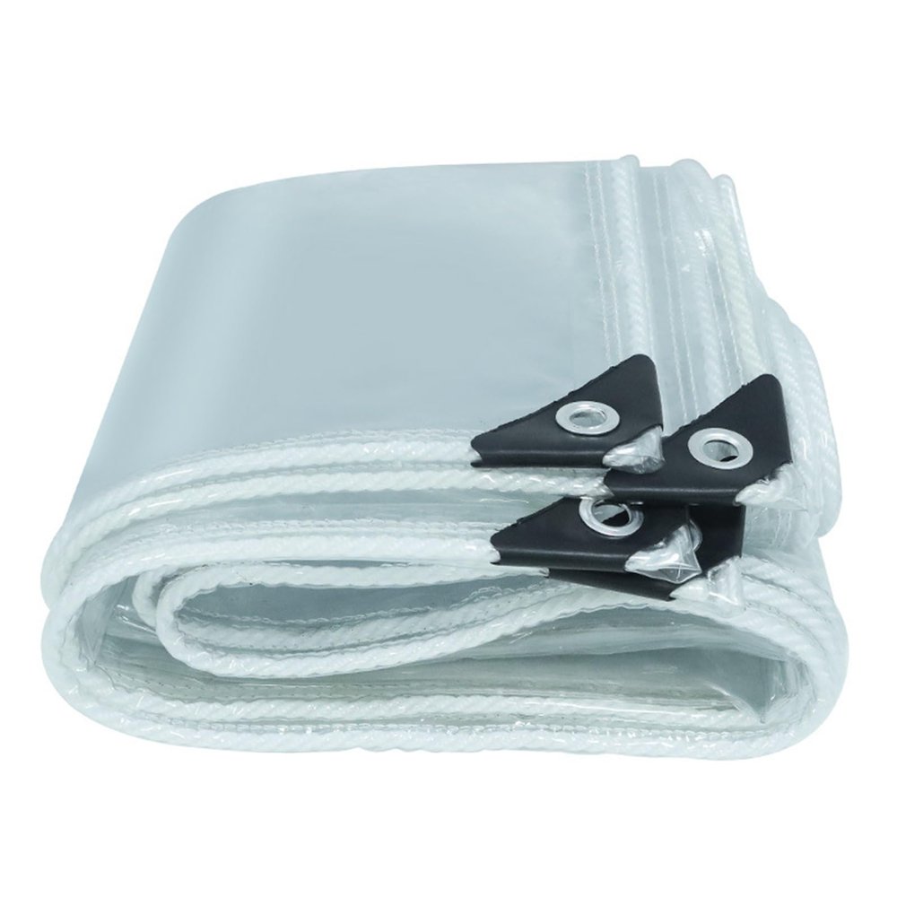 HUFIREHU Transparent PVC Tarp with Grommets, Waterproof, 6 × 10 m (236 × 394 in)