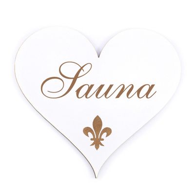 Dekolando Decorative Heart Door Sign “Sauna,” 13 x 12 cm