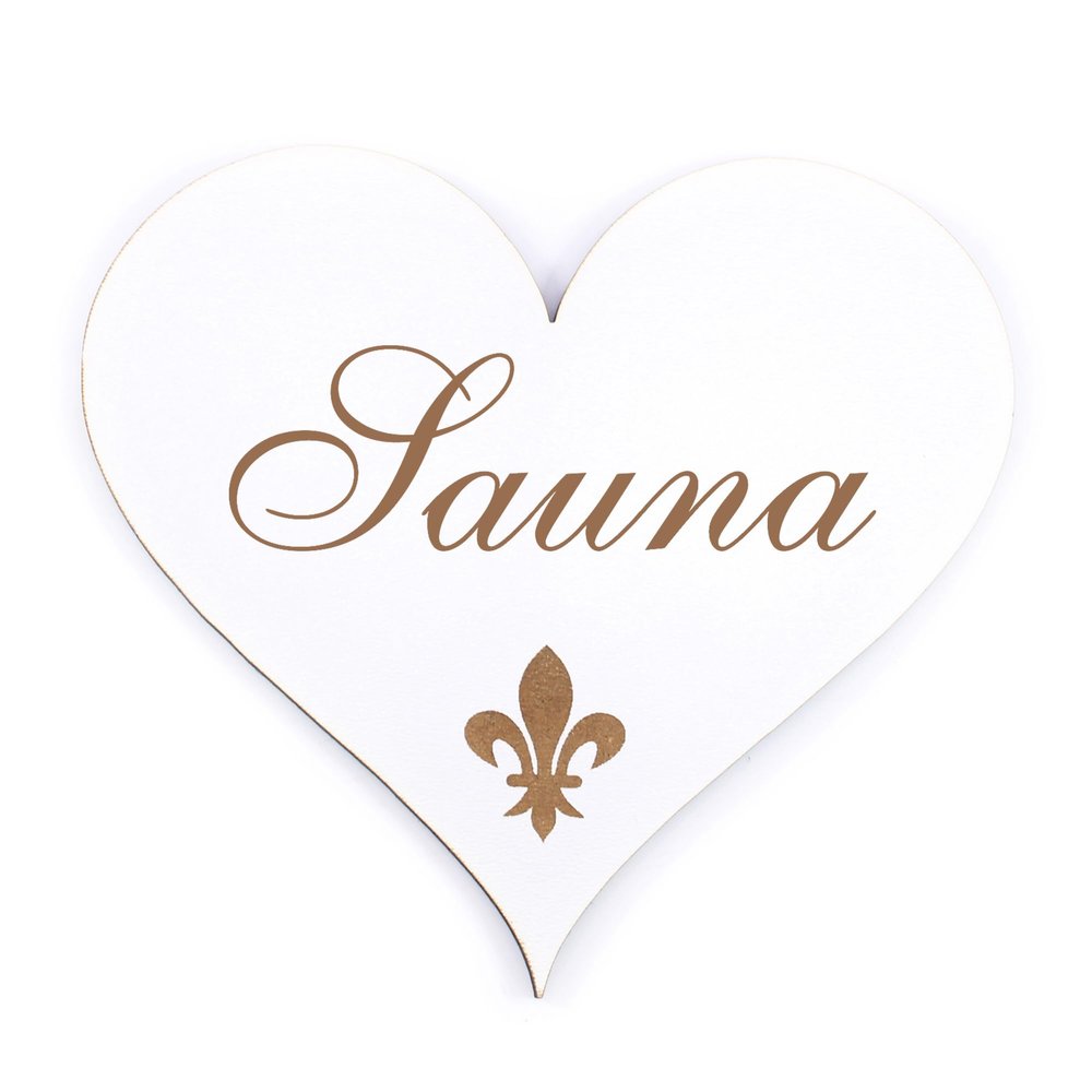 Dekolando Decorative Heart Door Sign “Sauna,” 13 x 12 cm
