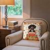 GABSHAIM Goldendoodle Decorative Pillow Cover, Dog and Autumn Maple Leaf Design, Linen, 16 x 16 in, Double-Sided view 2