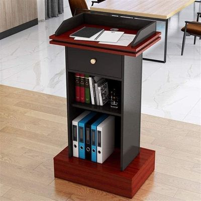 XAoSCd Wooden Lectern Podium with Drawer and Shelf