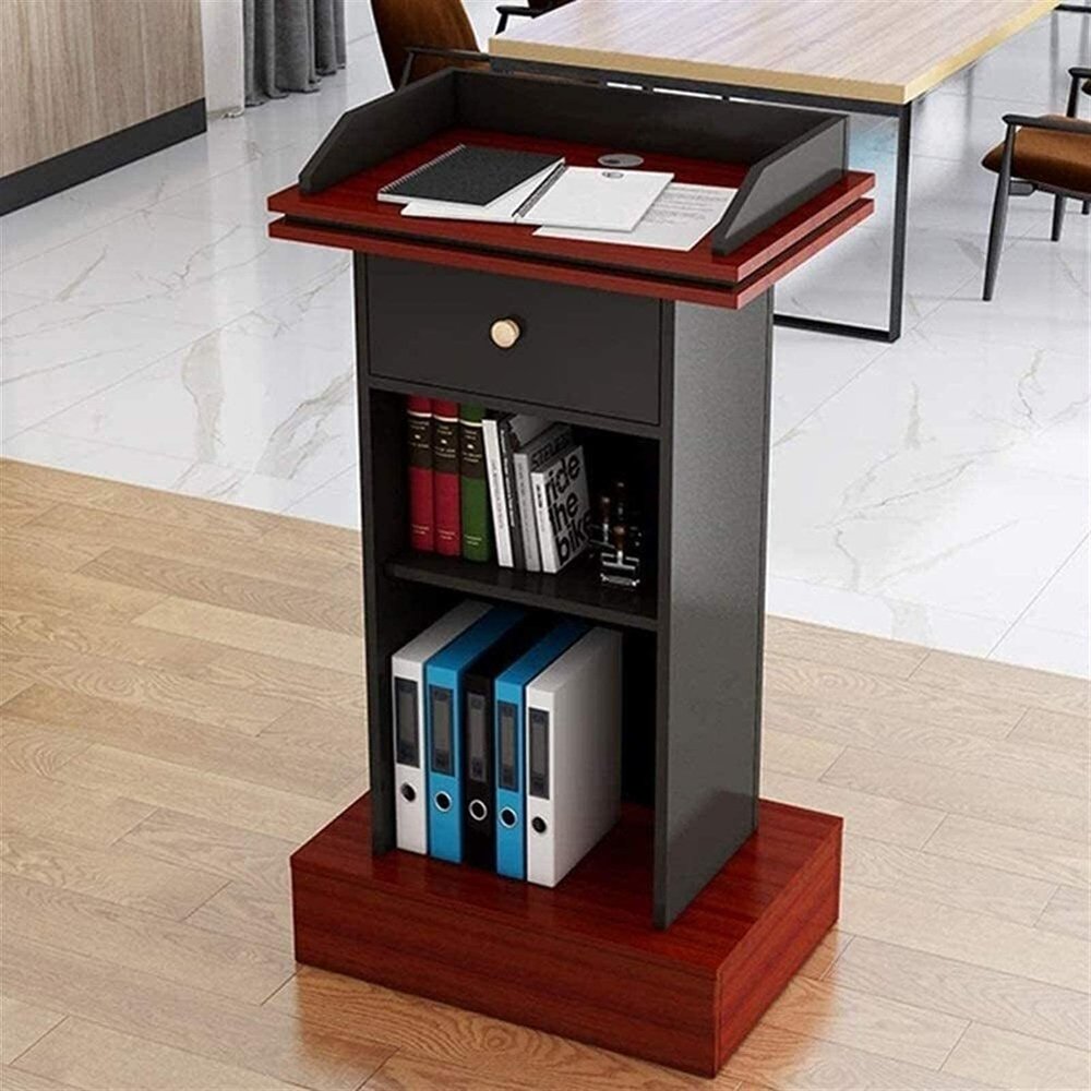 XAoSCd Wooden Lectern Podium with Drawer and Shelf