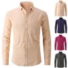 RUMAOZIA Men's Linen Shirt, Lightweight Solid-Color Stand-Collar Long-Sleeve Shirt view 2